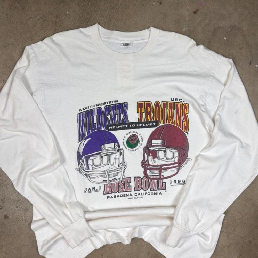 1996 NCAA Rose Bowl Northwestern vs USC cotton long sleeve shirt